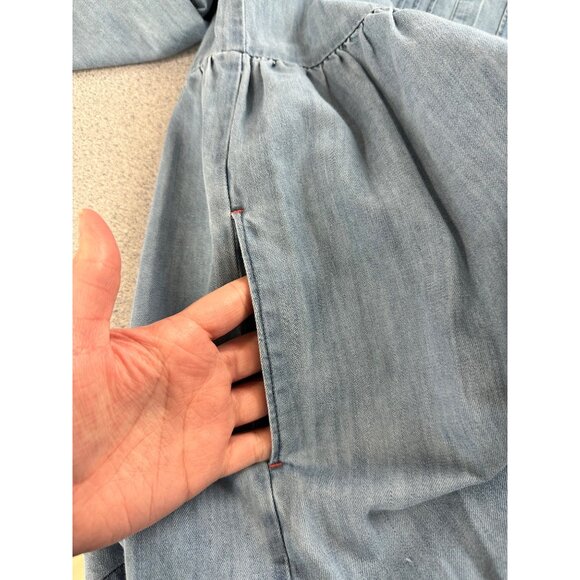 Johnnie B Button Up Denim Dress Girls 15-16Y Blue Pin-Tuck Long Sleeve Pockets - Picture 9 of 11